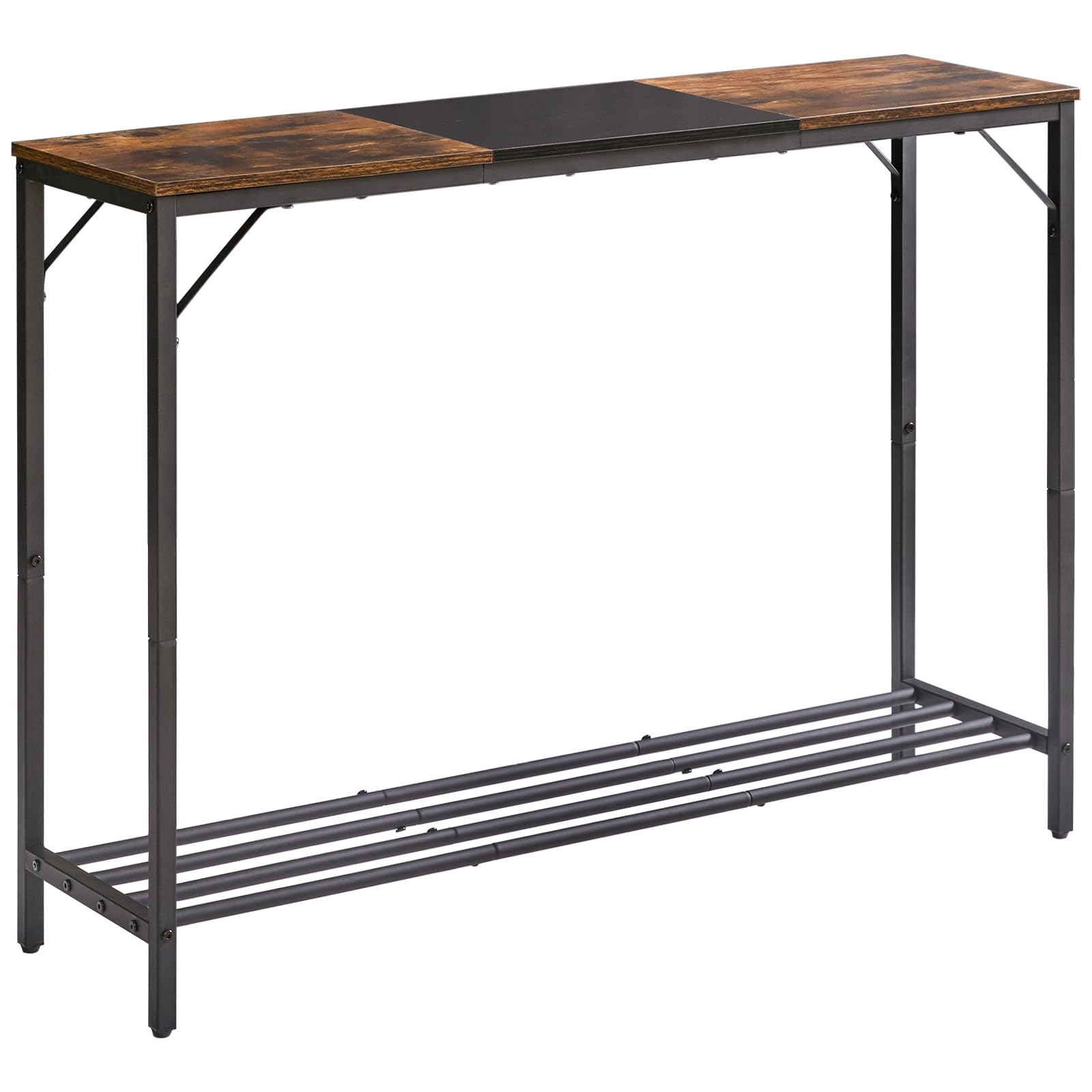 YMYNY Console Table, Industrial Entryway Table, Narrow Sofa Table with Shelves, Entrance Table for Hallway, Compact Display Table for Living Room, Corridor, Office, Rustic Brown and Black HST006HB — image 1
