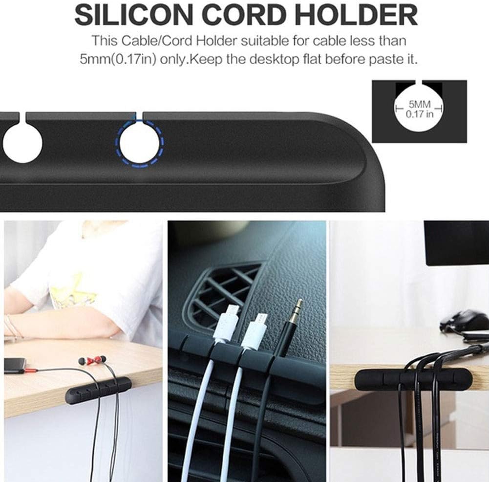 Cable Management Clips, Cord Organizer for Appliances Cord Holder Clips Silicone Adhesive Cable Clips Wire Cord Holder for Power Cords and Charging Accessory Cables, Mouse Cable, PC, Car(3 Clips)