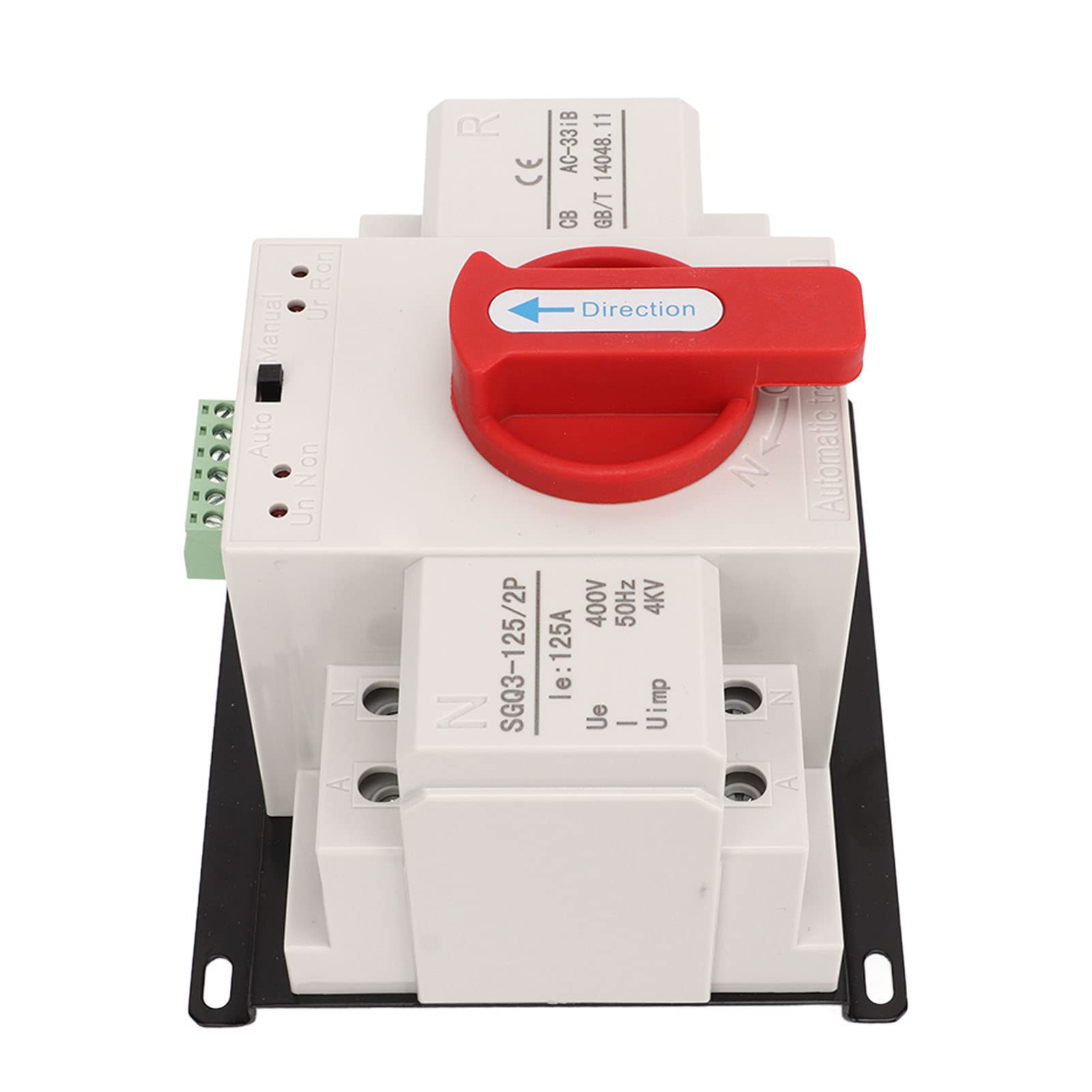 Automatischer Dual-Power-Transferschalter, Zuverlässiger 125-A-Umschalter für den Industriellen Einsatz, Roter Griff, ABS-Aluminiumlegierung