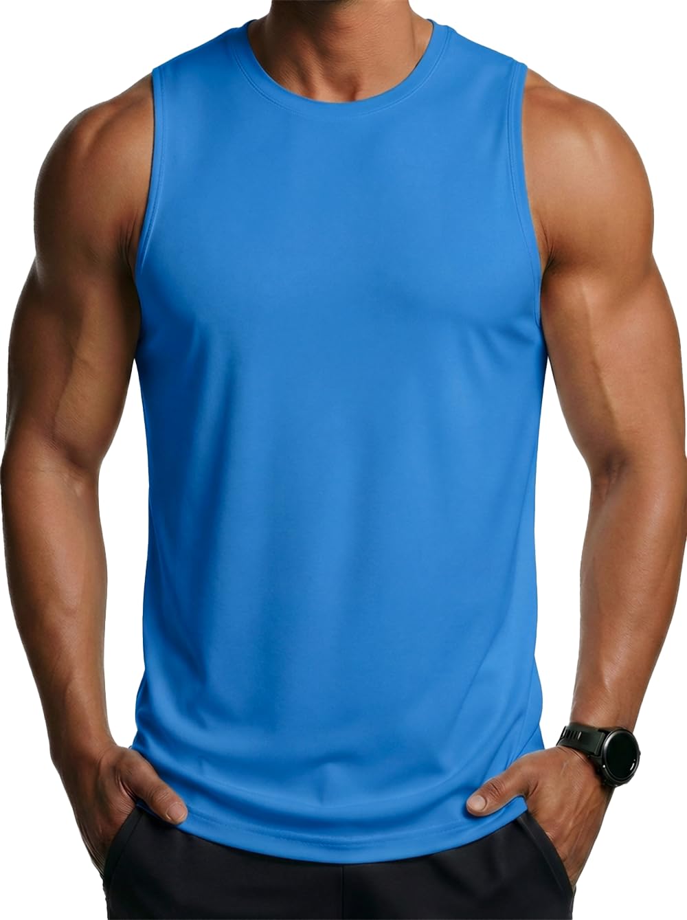 MAGCOMSEN Tank Top Herren Muskelshirts Leicht Rundhals Achselshirt Sommer Quick Dry Gym Trägershirt Fitness Ärmelloser T-Shirt