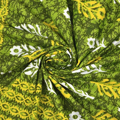 Image of RajasthaniKart 100% Cotton 180 TC King Size BEDSHEET with 2 Pillow Cover - 90X108 (Suitable for King Size Bed Sheet or Double Bed, Green Booty Jaipuri, 5300)