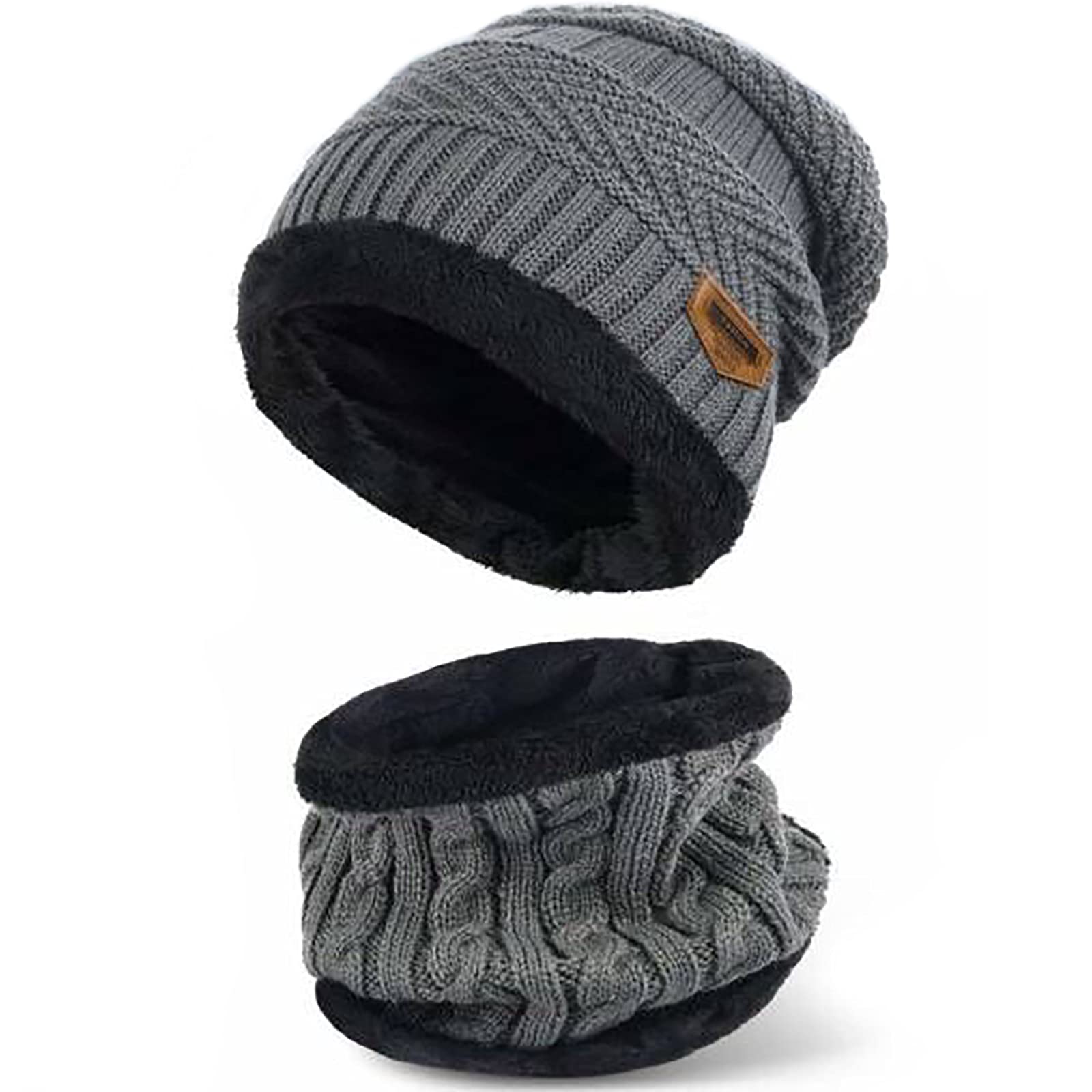 Xyiyiwinter Beanie Hat Scarf Set Warm Knit Hat Thick Skull