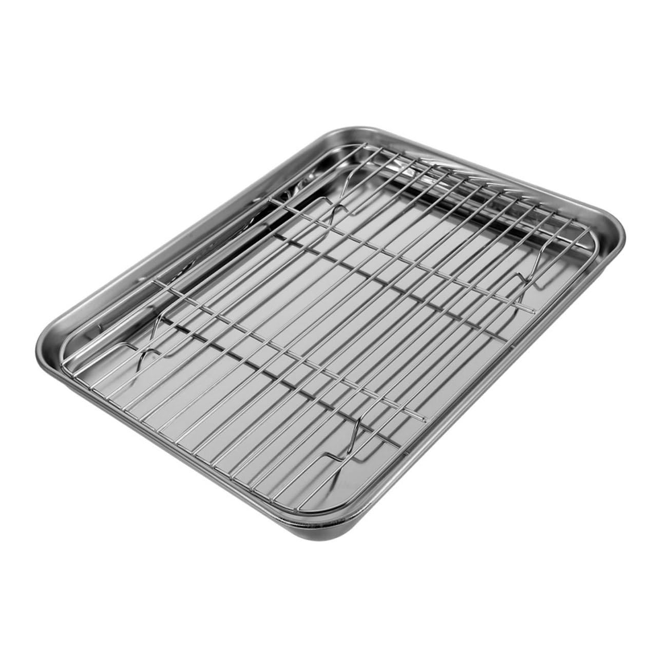 Toyvian Bandeja para Galletas con Rejilla de Alambre 26,5x20,5x2,5 Cm Acero Inoxidable 304 Resistente al Calor para Horno Cocina Doméstica y Profesional Juego 2 Piezas para Freír