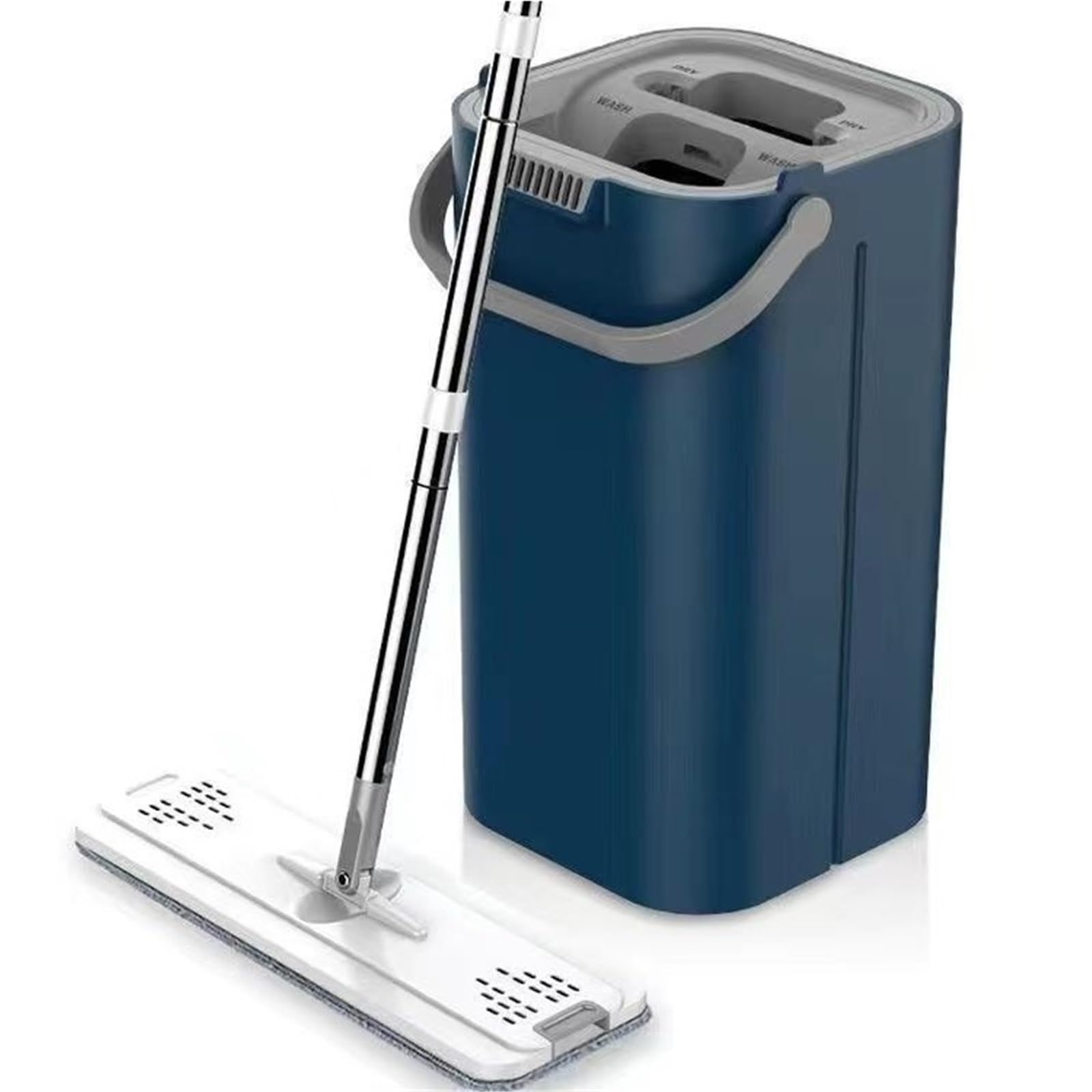 Mop Podłogowy Mop obrotowy 360 stopni do użytku domowego płytki drewniany Mop do podłogi z wiadrem bezpłatne mycie rąk zestaw mopów do szybkiego odwadniania(Azul)