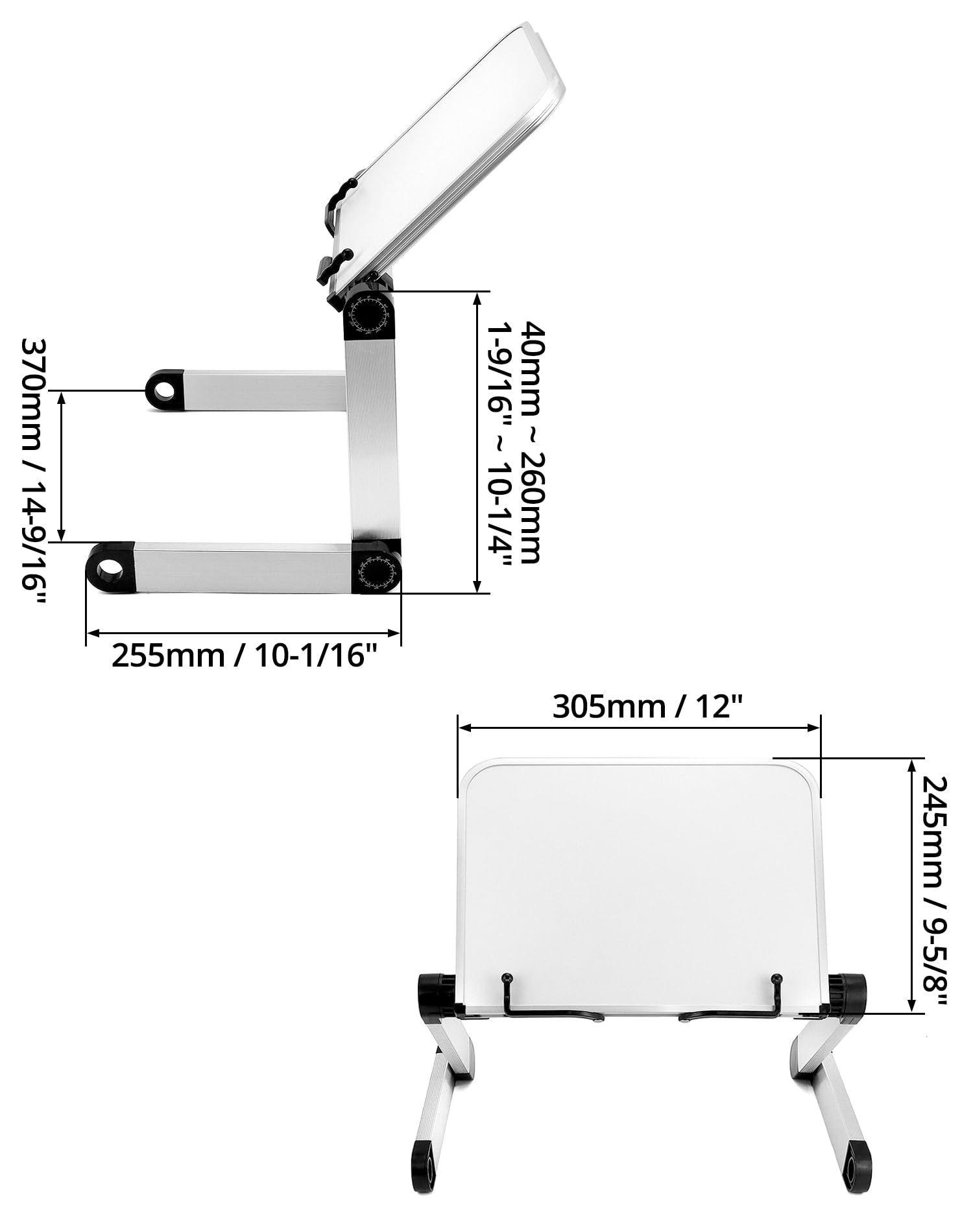 QWORK® Supporto per libri regolabile, supporto per lettura in lega di alluminio, leggio libri da letto, supporto per libri di cucina, pieghevole, bianco