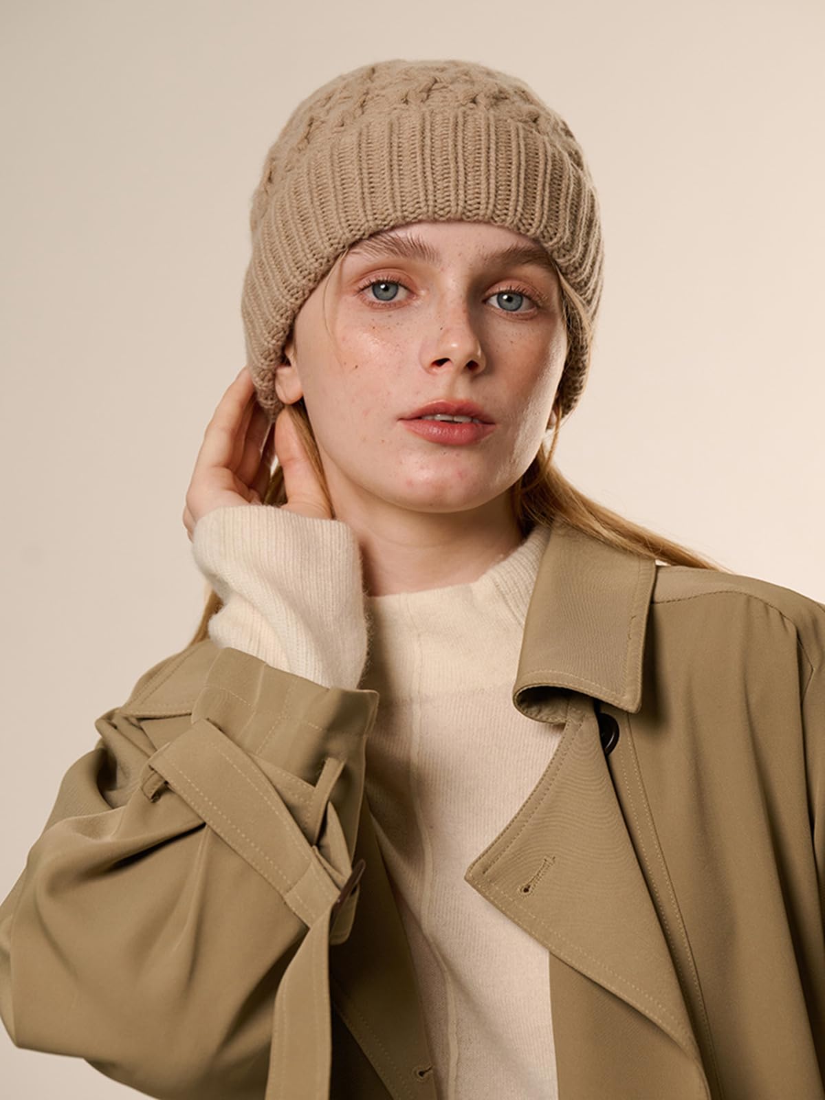 YUONNY Donna Cappello Beanie a Maglia con Risvolto in Tinta Unita, Uomo Berretto a Cranio Morbido e Caldo Autunno Inverno, 30% Cashmere e 70% Lana, Casual Skull Cappelli Antivento per Sci Ciclismo