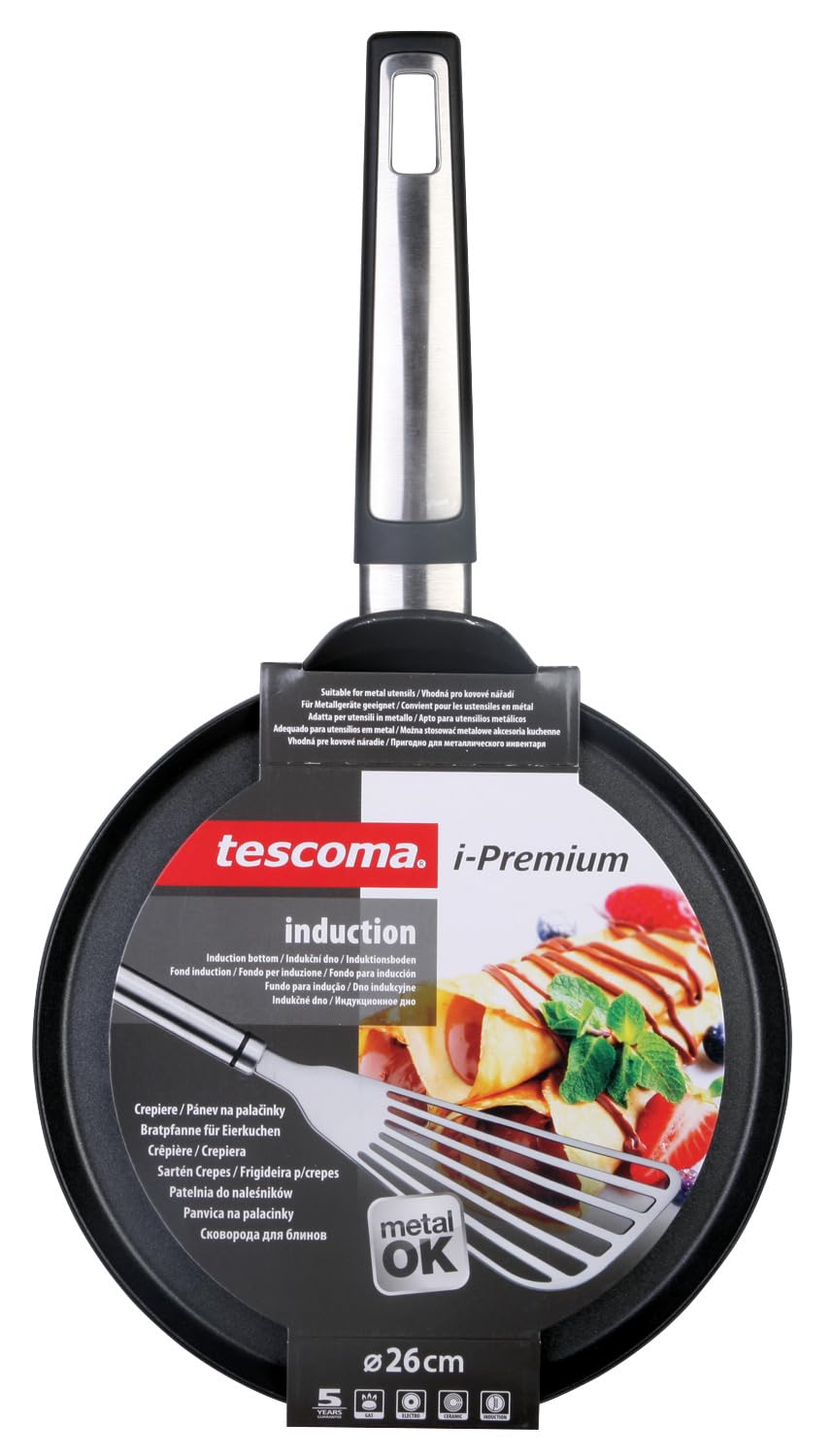 Tescoma Crepespfanne i-Premium kratzfest antihaft schwarz Edelstahl antihaft/kratzfest/spülmaschinengeeignet rund I-Premium