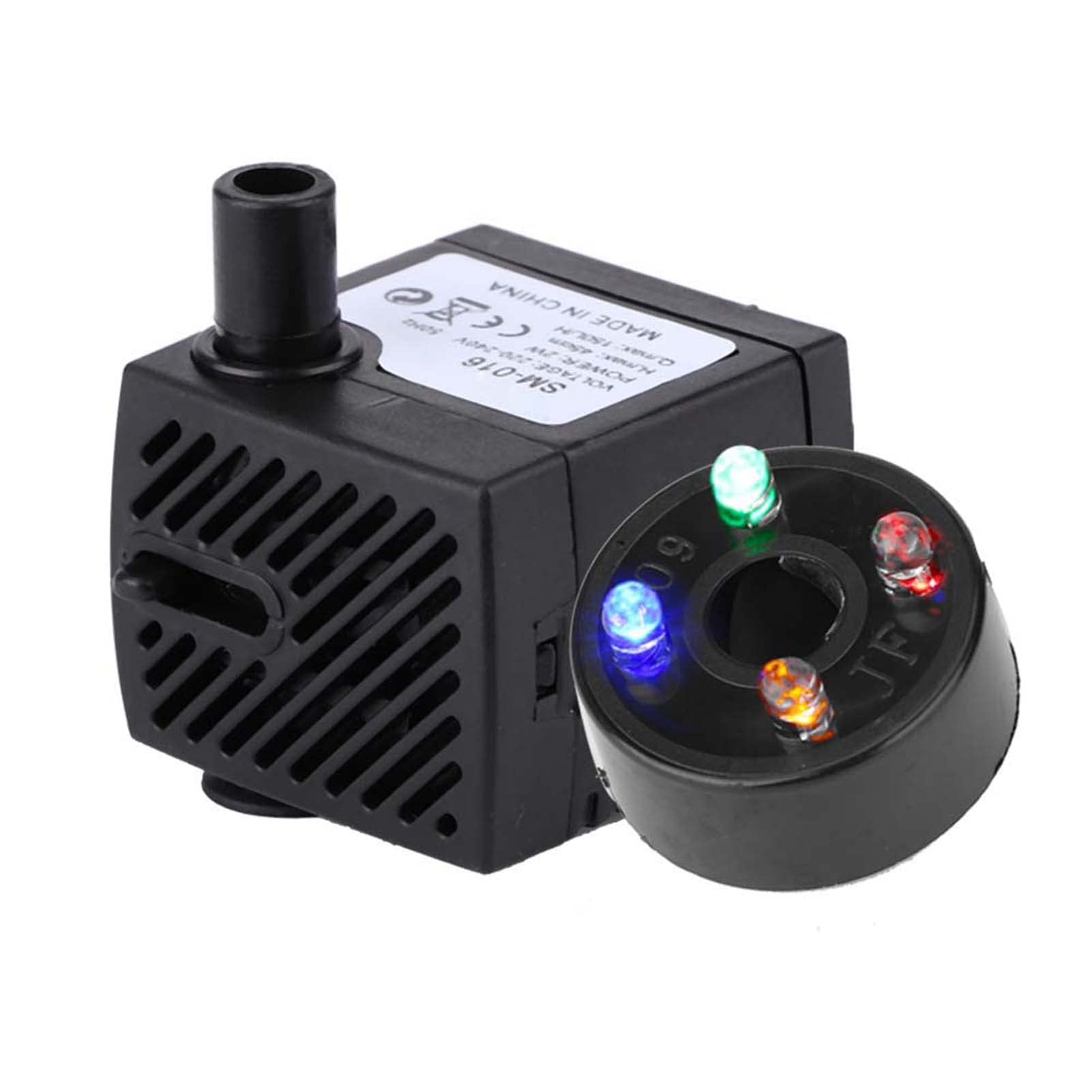 YOUTHINK Bomba Sumergible Para Pecera Bomba De Fuente Silenciosa 150L/H 2W Bomba De Agua Sumergible Para Tanque De Peces Con 4 Luces De Colores Filtro De Acuario Suministros De Acuario(Eu220-240V)