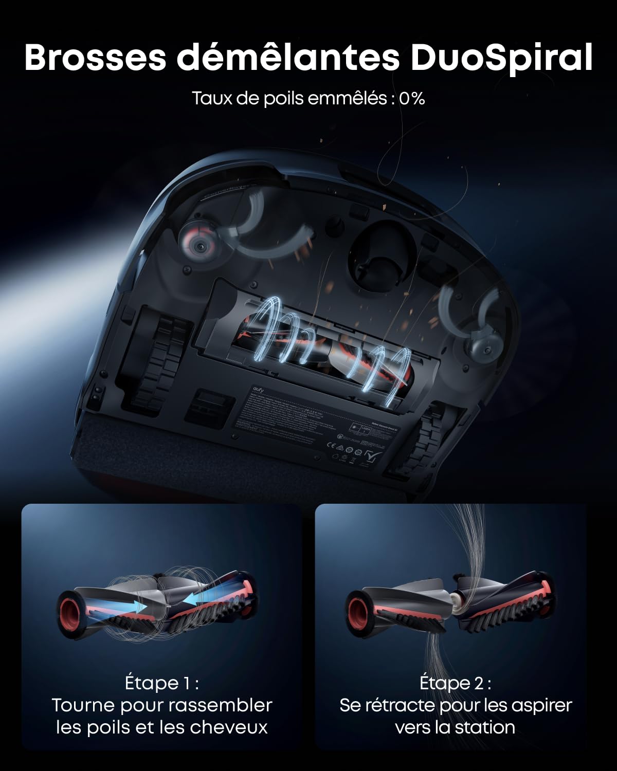 eufy Robot aspirateur Laveur Omni S2 avec Station UniClean™ 12-en-1 | 30 kPa, AeroTurbo™ 2.0, HydroJet™ 2.0, nettoyage écologique à l'eau électrolysée, coins et rebords, brosses DuoSpiral™