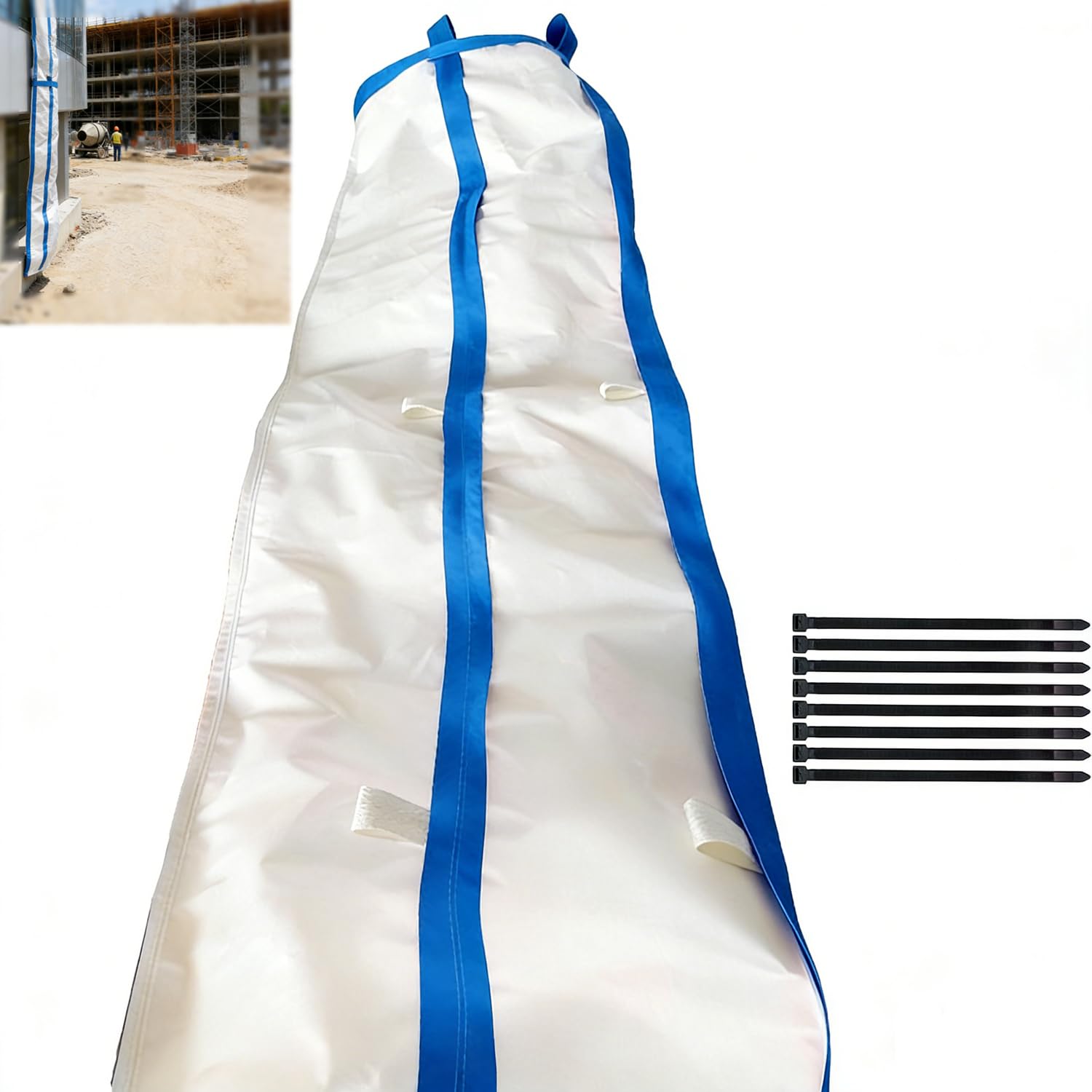 Scivolo per Detriti,Scivolo per Rifiuti Edili da 300 cm, con 8 Fascette,per il Trasporto di Residui di Cemento,Rifiuti,Blu