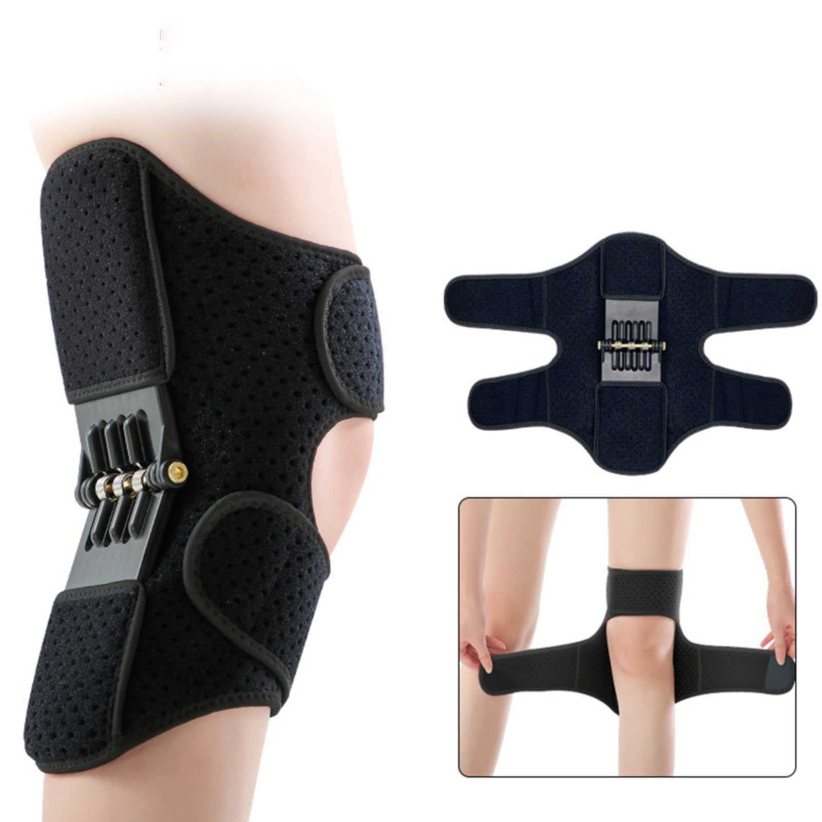 Knee Booster Brace, Power Knee Stabilizator Pads Regulowany otwarty podwójny pasek Patella Support dla mężczyzn/kobiet Słabe nogi, zapalenie stawów, dwukierunkowe paski