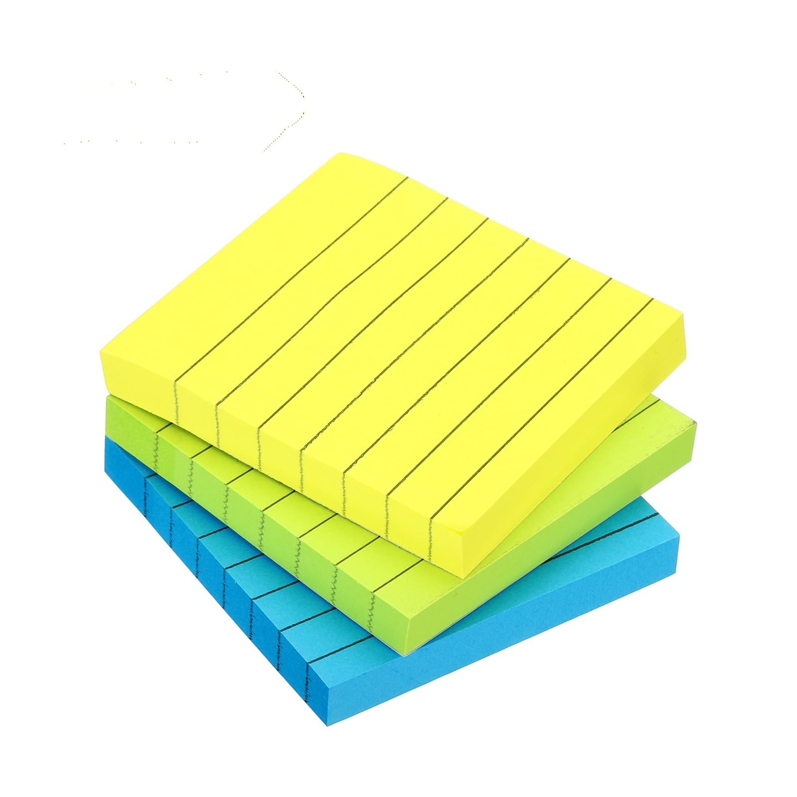 3/6 Stück fluoreszierende, linierte Haftnotizblöcke mit selbstklebenden Seiten, Planer-Aufkleber, Notizblock, bunte Memo-Karten, 100 Blatt/Stück(Orange 3x5Inch 6Pcs)