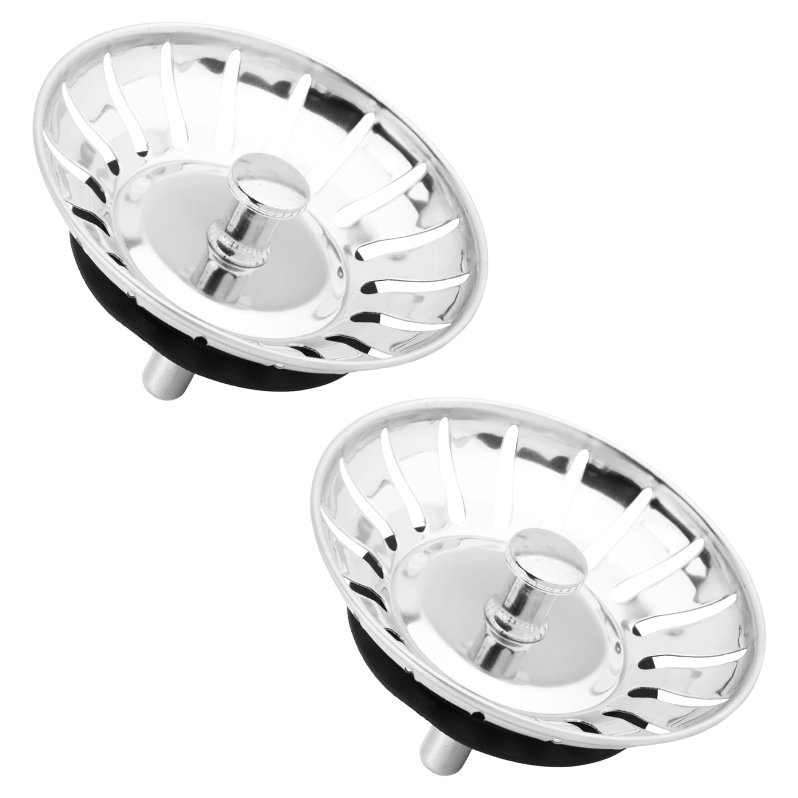 78mm Sink Plug Strainer for Kitchen with Leakproof Rubber Seal | Universal UK Stainless Steel Replacement Basket Filter for Food Waste & Hair Catcher(2pcs)
