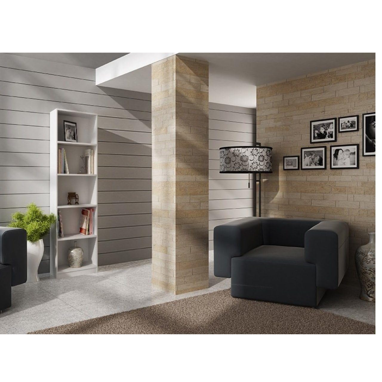 Bücherregal Vielseitiges, stilvolles Bücherschrank –Perfekt für Wohnzimmer & Büro (Weiss)