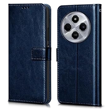 WOW IMAGINE Shock Proof Flip Cover Back Case Cover for Redmi A4 5G | Poco C75 5G | 14C 5G | Poco M7 (Flexible | Leather Finish | Card Pockets Wallet & Stand | Blue) - image, photos