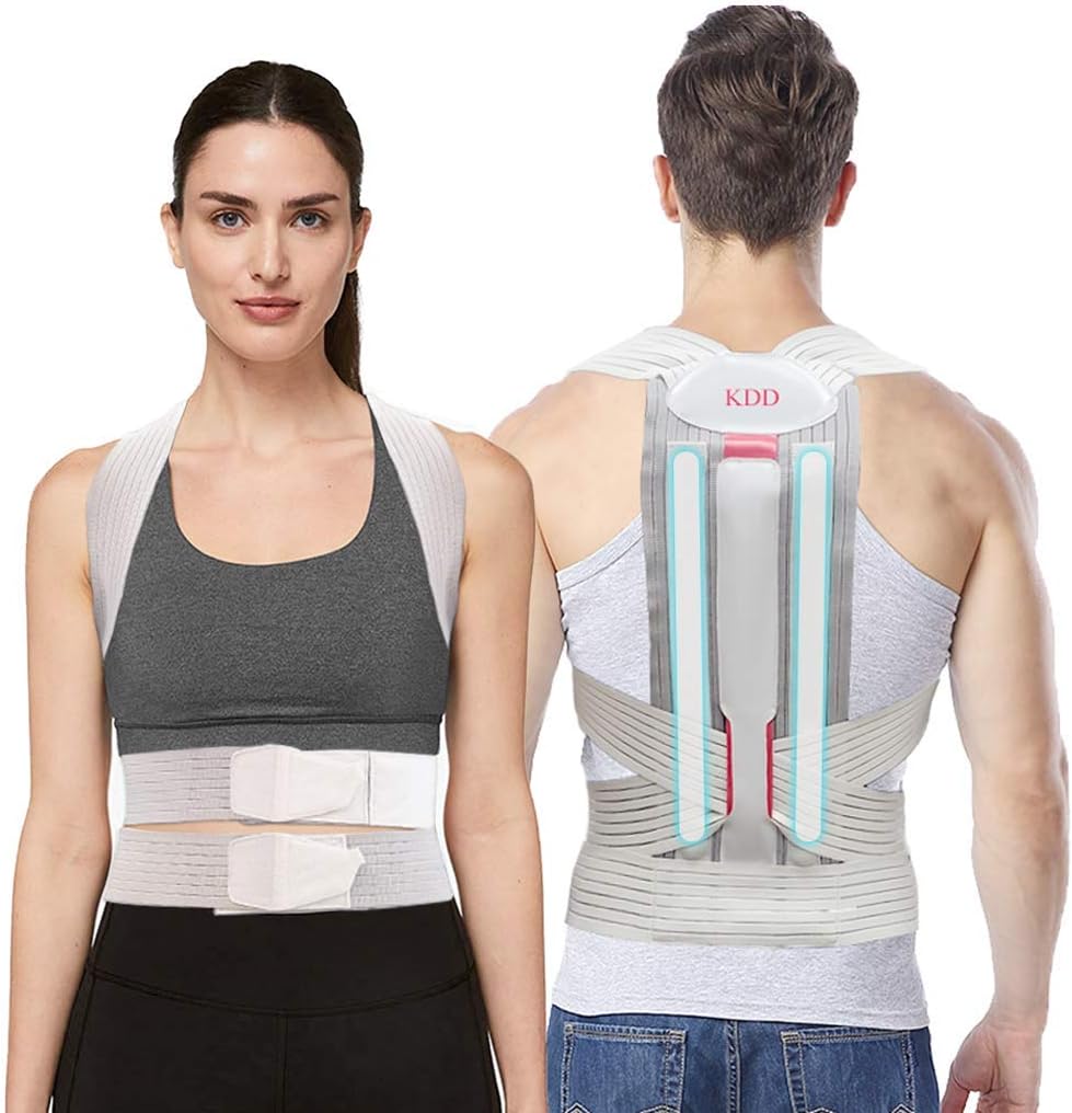 KDD Posture Corrector for Women, Men - Replaceable Support Bars Design Adjustable Upper Lower Back Brace For Clavicle Support, Providing Pain Relief From Neck, Back and Shoulder L