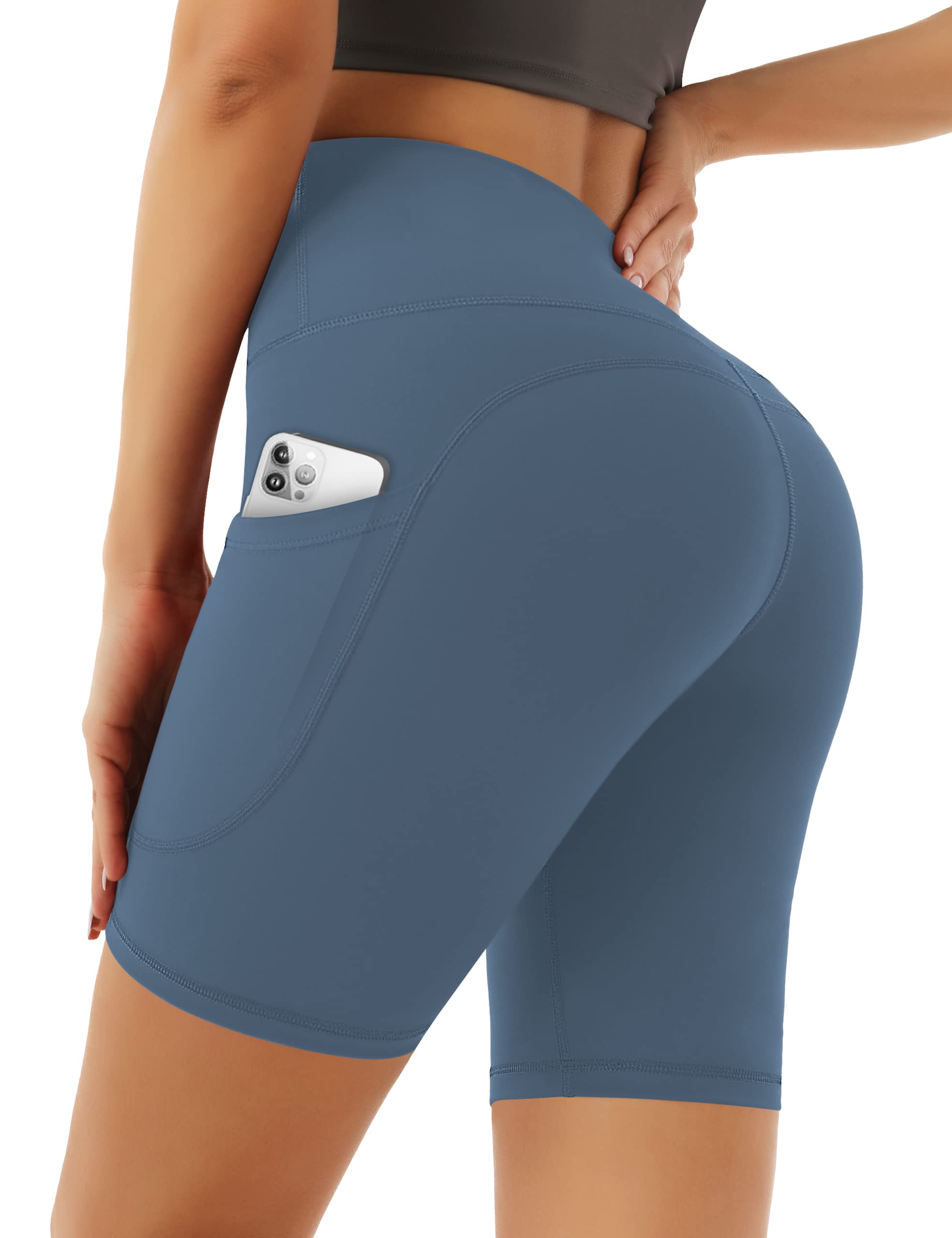 Desol High Waist Biker Shorts with Pockets, 5"/6"/8" Women Yoga Gym Shorts, Tummy Control Tight Shorts for Workout Running