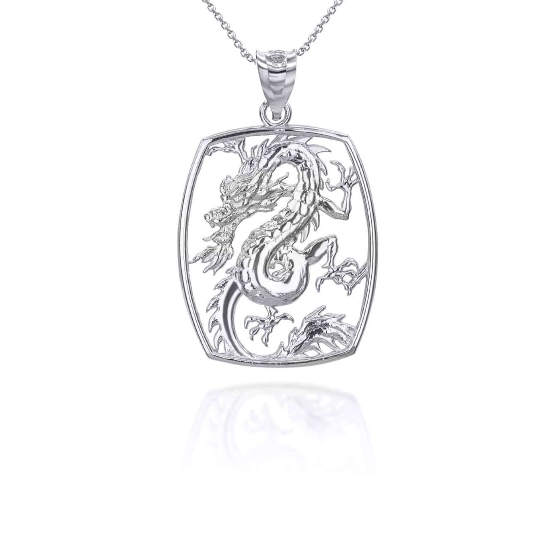 Claddagh Gold Chinese Dragon Pendant Necklace Fine Real Solid 925 Sterling Silver