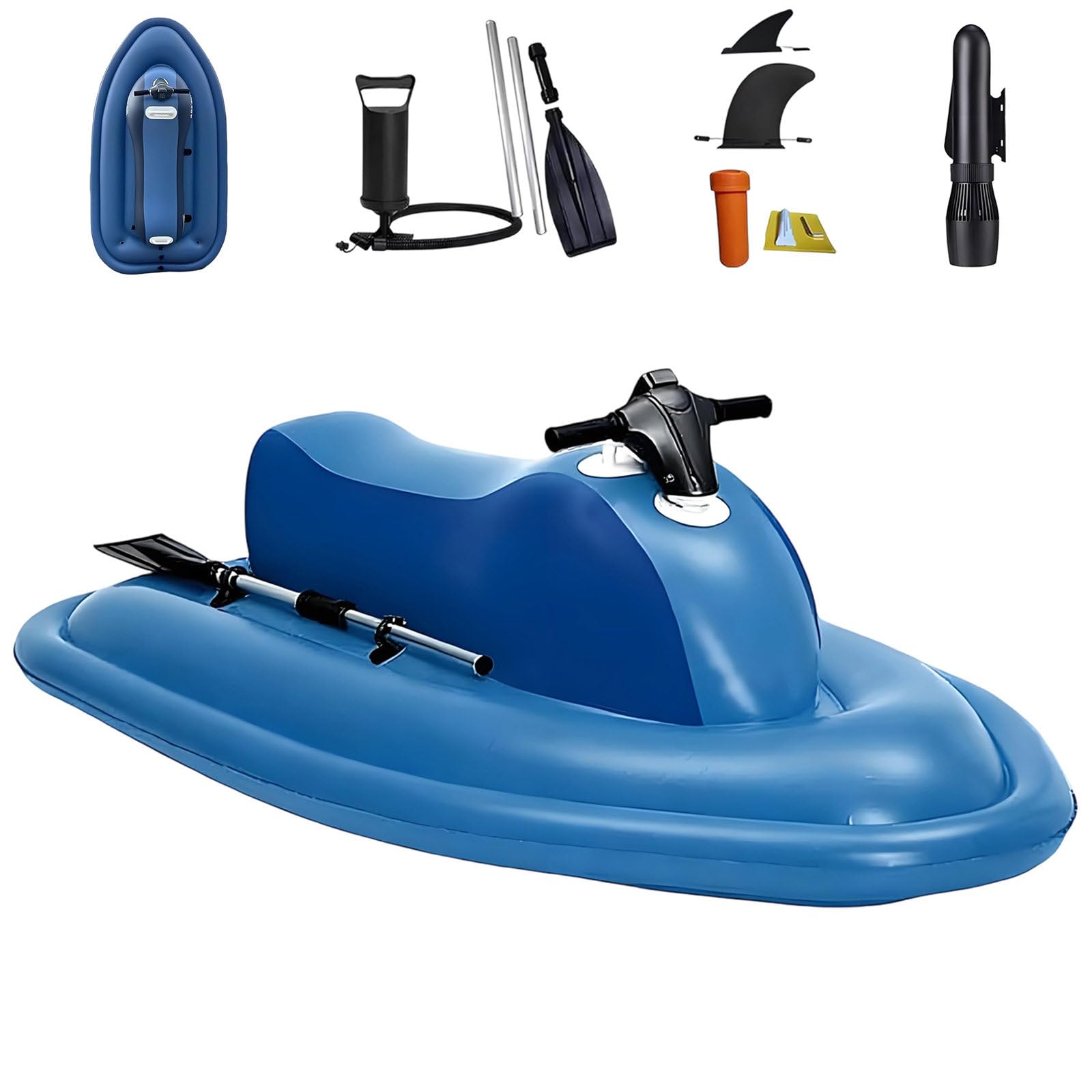 DzkZen Electric Inflatable Boat with Motor, 10000mAh/16000mAh Rechargeable Battery, Portable Jet Ski & SUP Motor for Adults & Kids, Diving, Swimming, Kayaking 500W16A