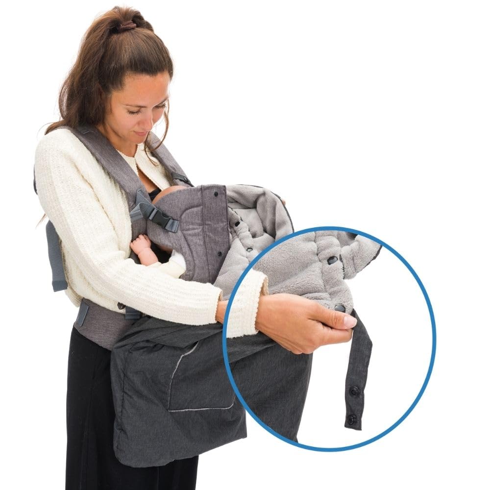 Fillikid Couverture de portage pour bébé - Protection coupe-vent et imperméable aux intempéries avec doublure en polaire, capuche et poche chauffe-mains - Ajustement universel