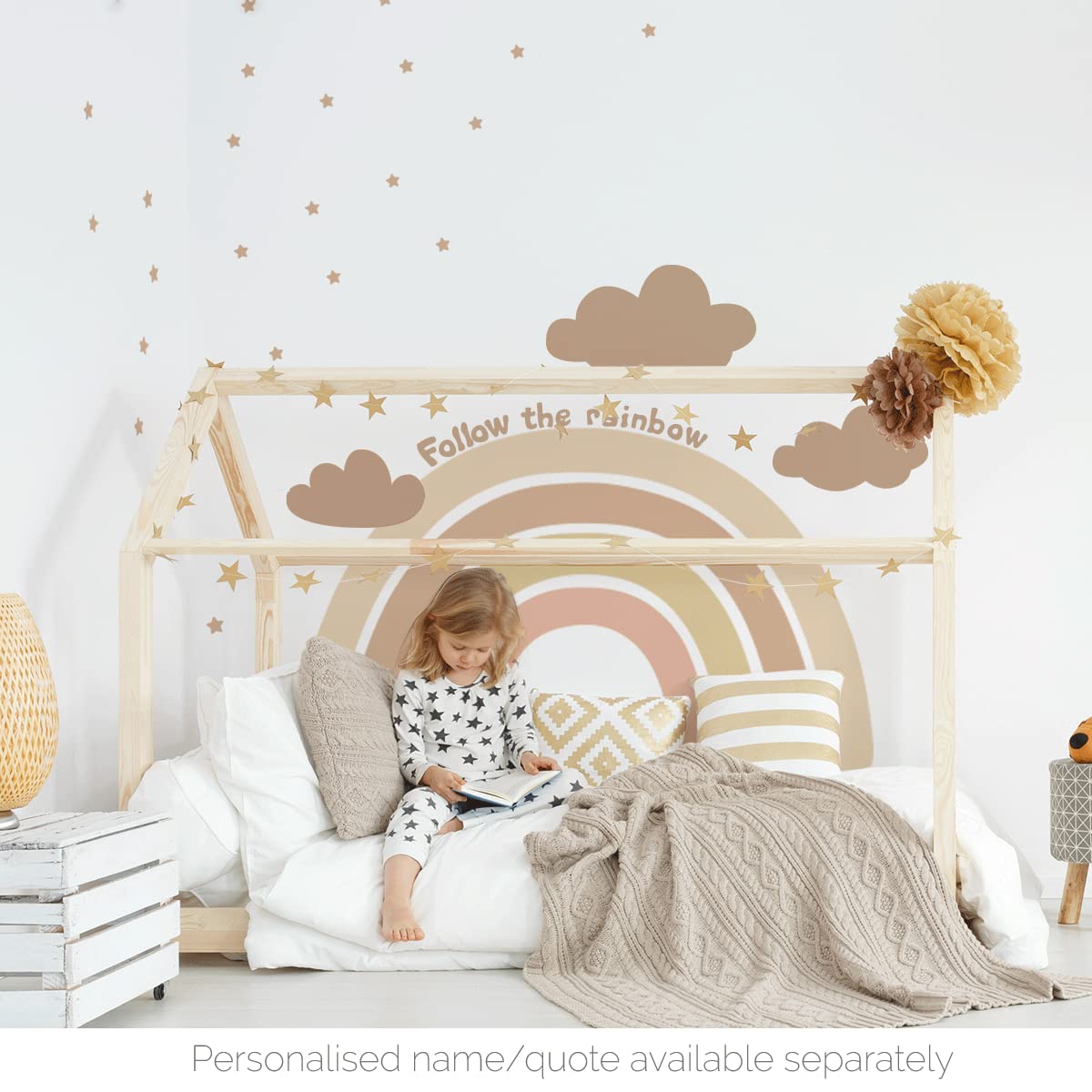 Mica-Mica Regenbogen Wandtattoo fürs Kinderzimmer, Wanddeko, Wandsticker (Boho, Large)
