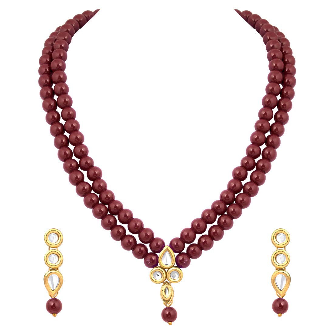Peora Indian Traditional Kundan Faux Pearl Maroon Long Jewellery Necklace Set for Women Girls (B07P42R33Y) Amazon Price History, Amazon Price Tracker