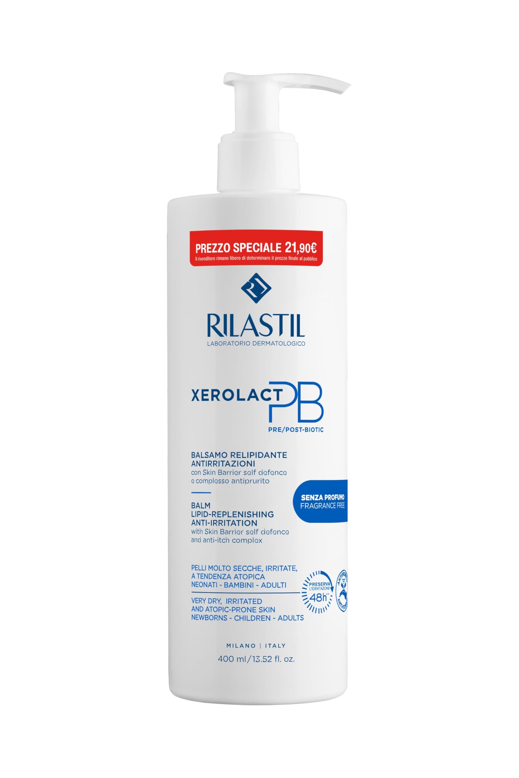 Rilastil Xerolact - PB Balsamo Relipidante Antirritazioni con Antiprurito, 400ml