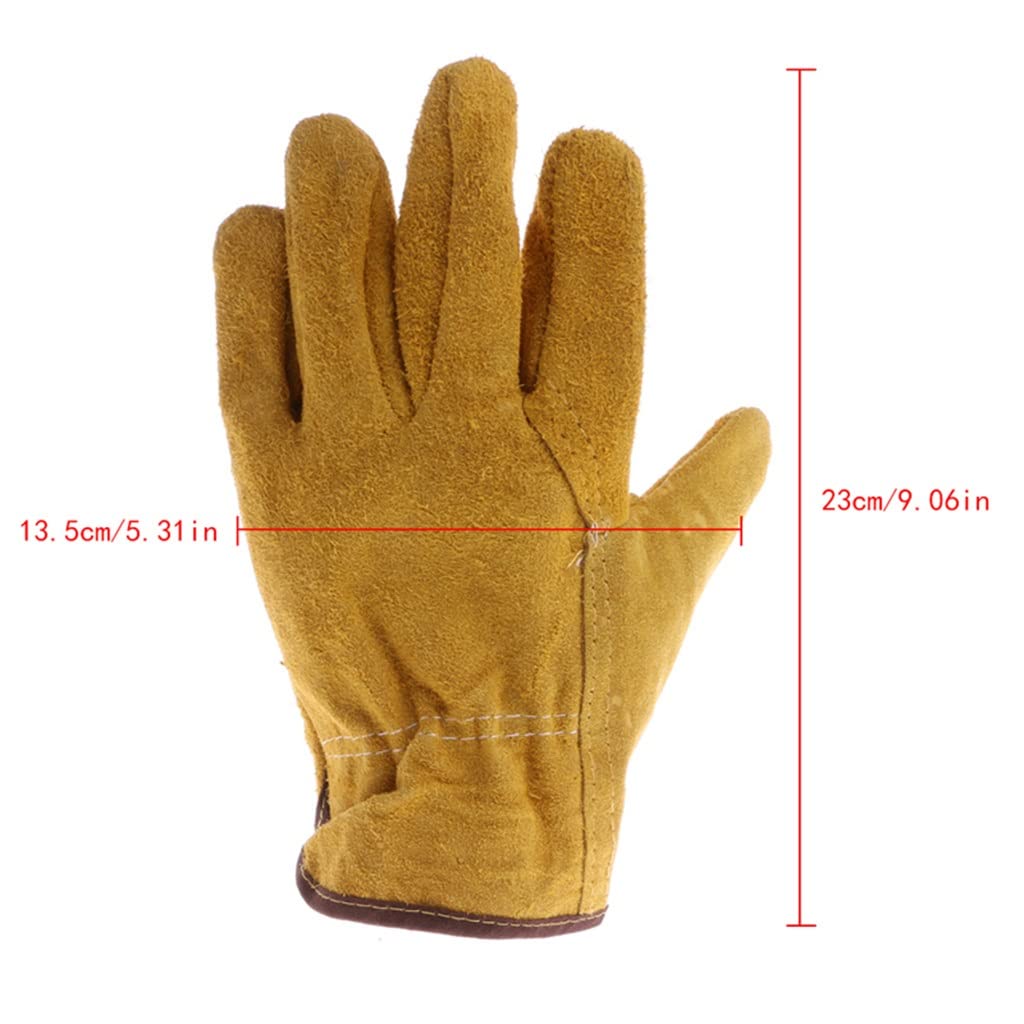 1 Par De Guantes Protección Seguridad Cuero Soldador Trabajo Reparación Resistente Al Desgaste