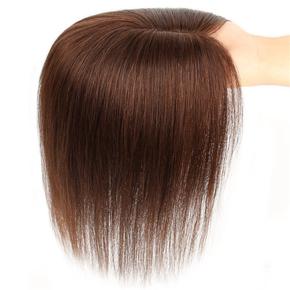 RemeeHi Crown Hair Toppers Clip on Top Hair Piece Human Hair Topper Hair Coverings for Women Left 30cm Chestnut brown - Image 3