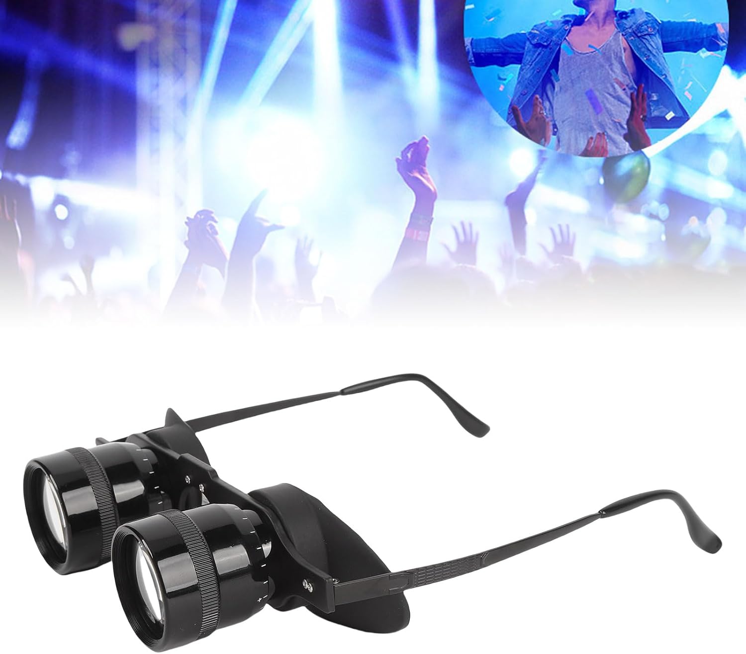 Fockety Binocular Glasses, 10X HD Handsfree Telescope Opera Glasses with Adjustable Focus, Portable Binocular for Fishing, Bird Watching, Sports, Concert, Theater, Opera, TV, Sight