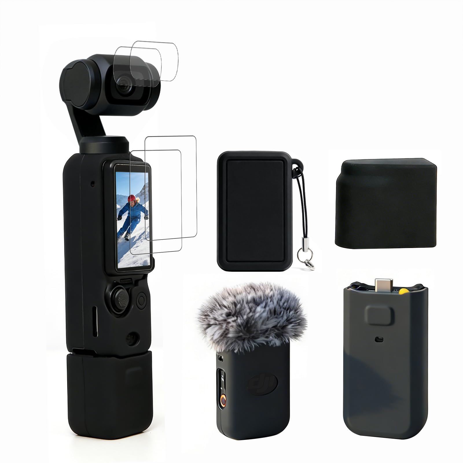 Photo 1 of Frevyve Case for DJI Osmo Pocket 3/Xtra Muse Camera, Soft Silicone Protective Case, Slim Fit Skin with mic Cover and Screen Protector Accessories for Osmo Pocket 3/Xtra Muse,Anti-Scratch (Black)