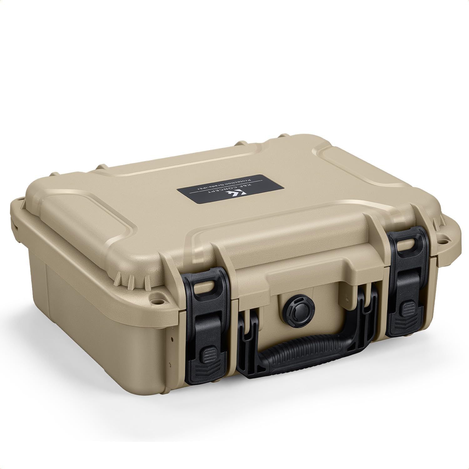 K&F CONCEPT Waterproof Hard Case, Portable Protective Camera Case, Customizable Foam Case Fit Use of Camera, Drones, Equipments -13.5x11.4x5.3inch