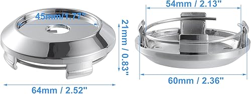 Miniatura 7 de ACROPIX Tapacubos de rueda de 2.520 in, 4 clips, tono plateado, paquete de 4
