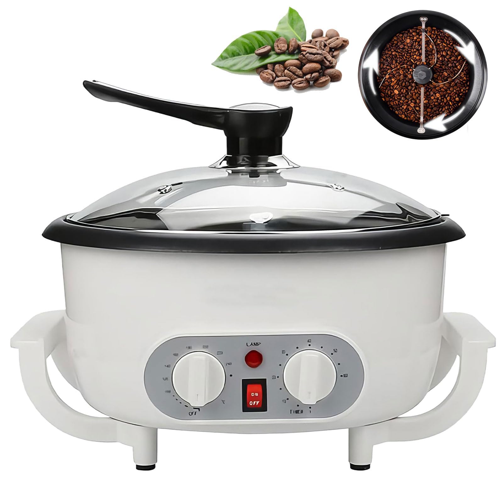 FHRKA Electric Coffee Bean Roaster Machine, with 100-240℃ Adjustable Temperature & 0-60 Mins Timer, Household Grain Food Roaster