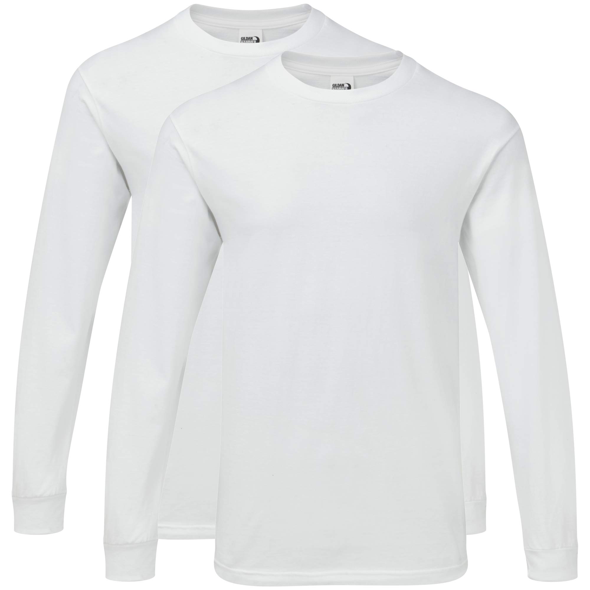 Gildan Hammer Adult Long Sleeve T-Shirt, 2-Pack, Style GH400, White (2-Pack), S