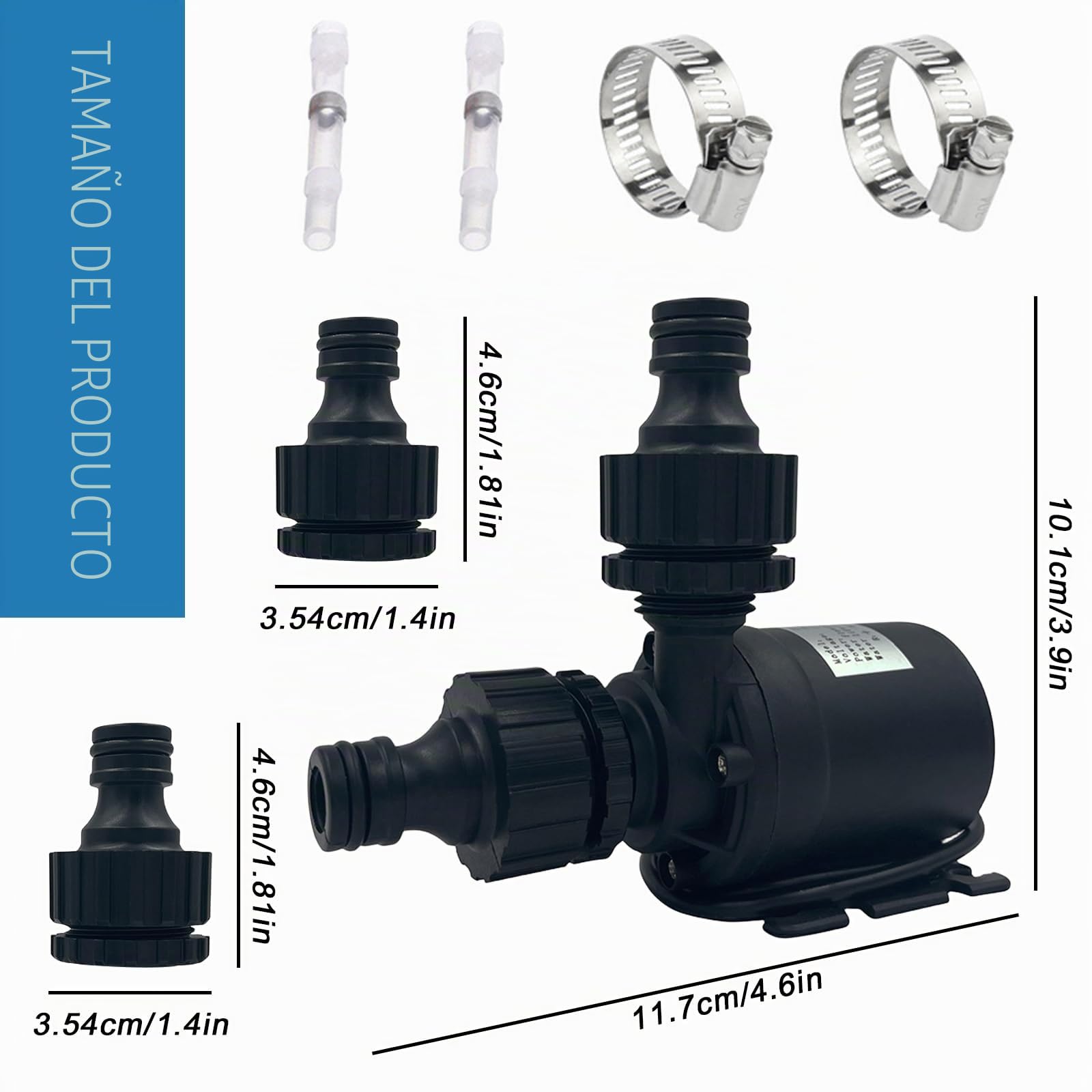 Bomba de agua de 12 V, bomba sumergible pequeña sin escobillas, bomba de agua 800 L/H 5 m para pozo, acuario, tanque de peces, sistema de circulación solar