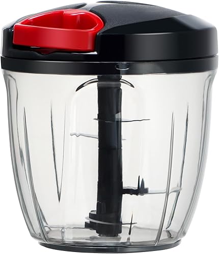 Ourokhome Molinillo de ajo picador de cebolla procesador manual de alimentos 2 en 1 cortador de verduras portátil para verduras jengibre frutas