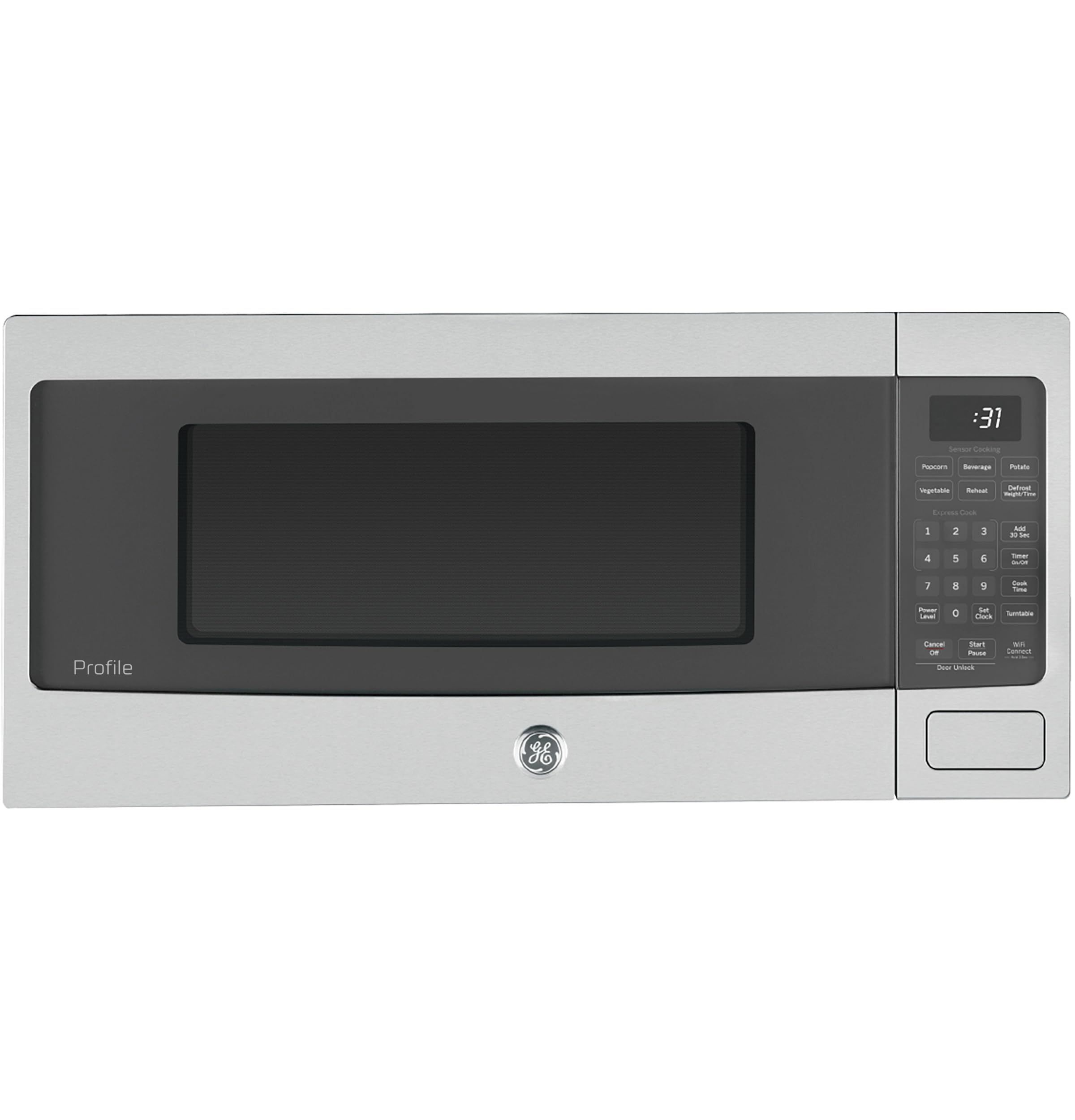 GE Profile PCHK11S1WSS 1.1 Cu Ft Countertop Microwave, 800W, Sensor Cooking, Scan-to-Cook, Wi-Fi Enable, Built-In Capable, Stainless Steel