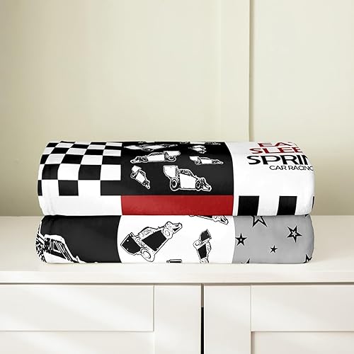 Miniatura 4 de jejeloiu Eat Sleep - Manta de felpa de sprint, tamaño individual de 60 x 80 pulgadas, juego de manta de franela de forro polar rojo y blanco para