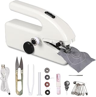 Handheld Sewing Machine for Beginners, Hand Stitching Machine with Accessories Kit Hand Sewer, Battery and USB Operated Mini Sewing Machine for Clothes, Jeans, Home DIY, Travel