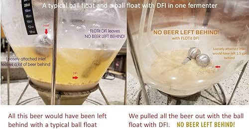 Miniatura 5 de FLOTit 2.0 - Entrada de doble filtro (DFI) con malla de 500300 micrones para tubo de inmersión flotante con un flotador de bola para cerveza siempre