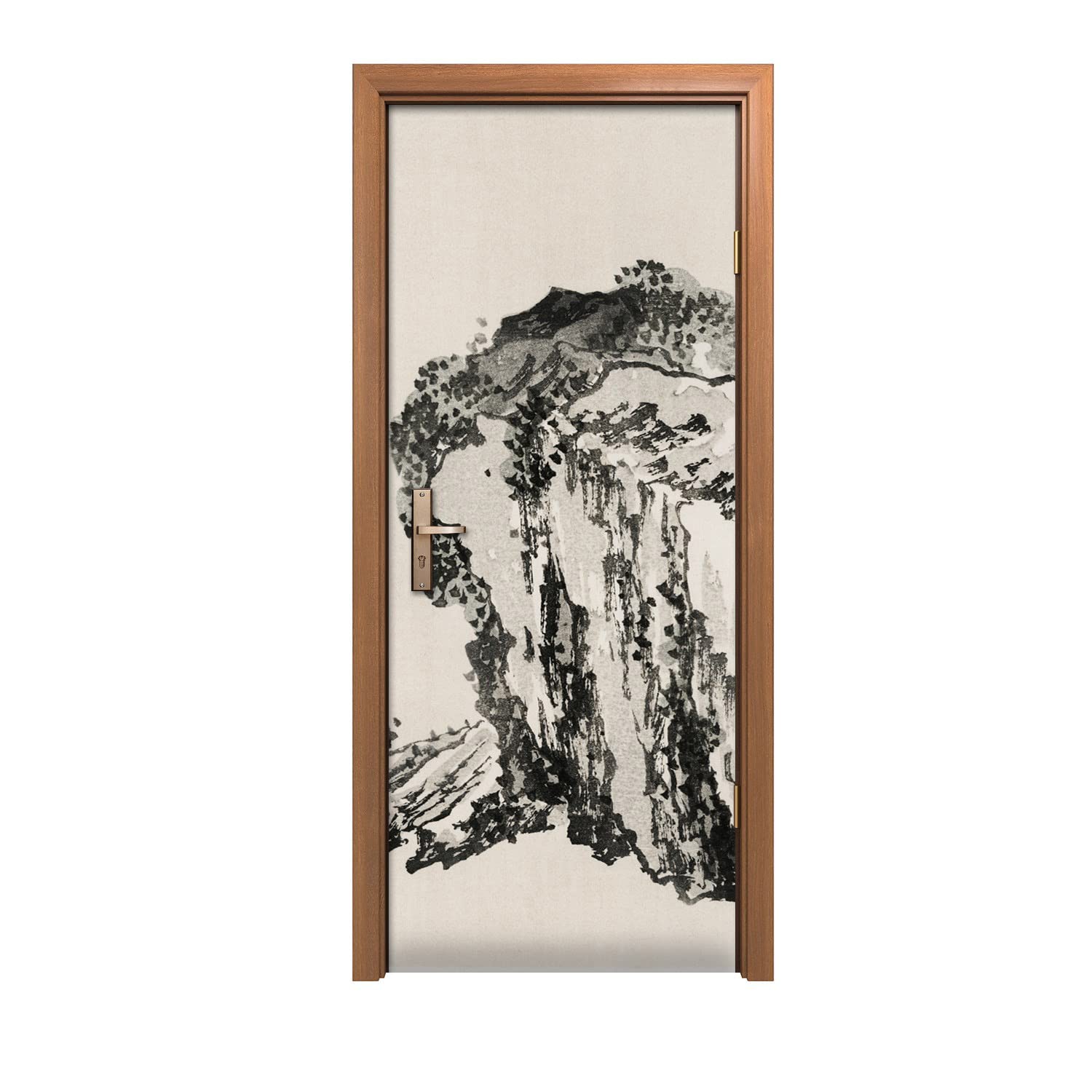 Sticker de porte falaise 90x200cm pour créer une ambiance nature dans votre salon