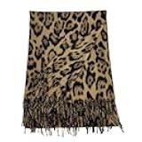Women Leopard Print Scarf for Cold Weather - Soft Warm Shawls Scarves with Tassels(74.8''*23.62')