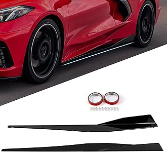 Side Skirt fit for Chevy Chevrolet Corvette C8 Coupe 2Doors 5VM Style 2020 2021 2022 2023,Left Right Side Skirt Rocker Panel Kit,Body Side Lower Line Protector Panel,Glossy Black