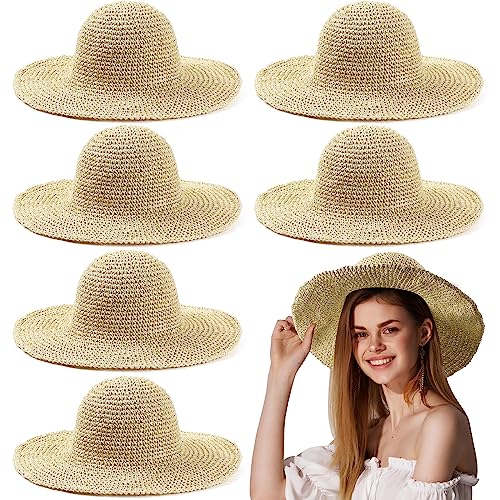 Chapeau de soleil pliable en crochet lot de 6 pour femme grand bord