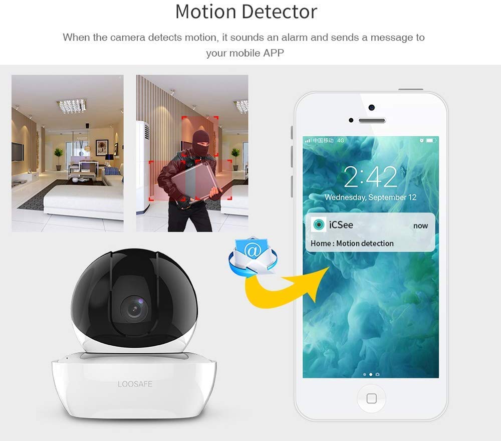 Kamera do monitoringu IP HD Wi-Fi 1080P Home Surveillance Wireless alarm monitoring noktowizor P2P kamera monitorująca dla niemowląt, 720p