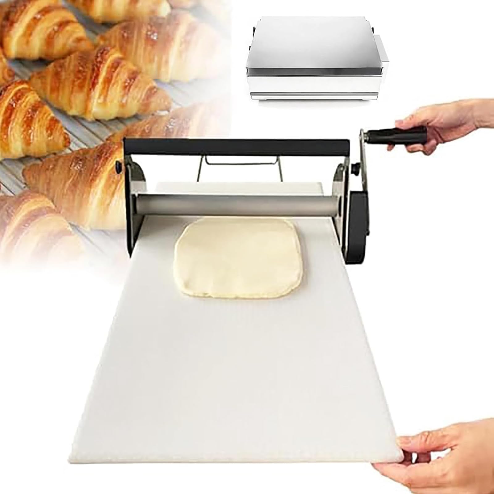 Manuelle faltbare Croissant-Teigschneidemaschine, verstellbare Dicke 0,5–27 mm, kommerzielle und private Nutzung