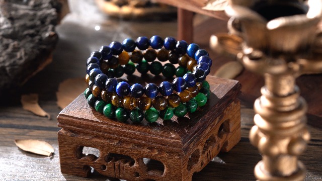 Bracciale Pietra Lavica Nero Turchese Naturale Perle Elastico - Foto 2