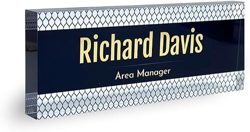 Miniatura 20 de Placa de Nombre de Escritorio de Acrílico Transparente Grueso Personalizada de 8x3" con Logo Personalizado - Decoración Profesional de Oficina