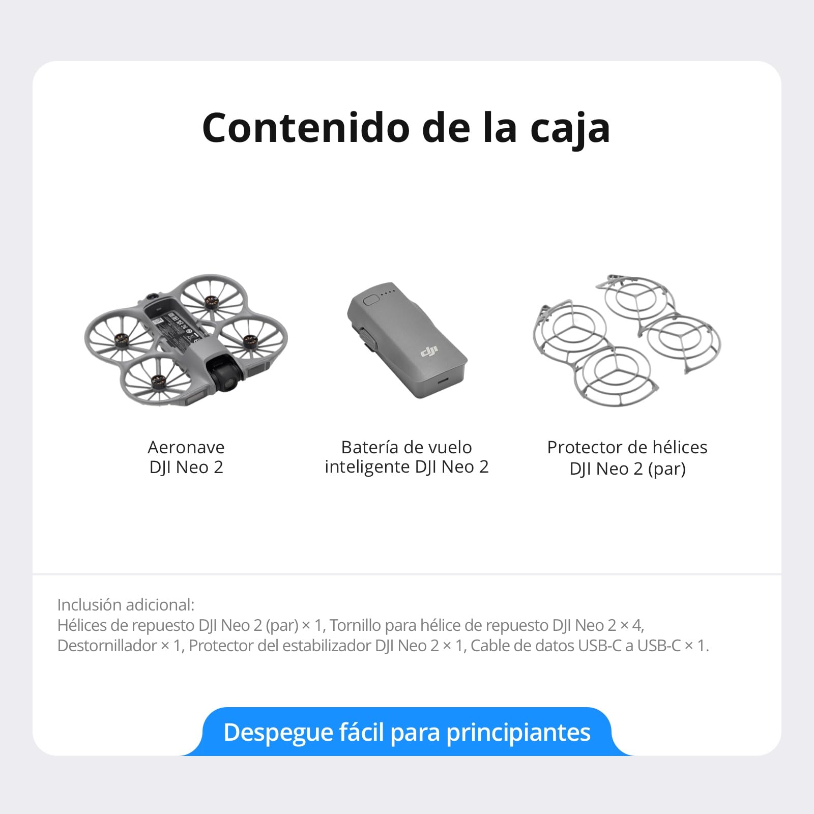 DJI Neo 2 (solo dron), dron 4K ligero con cámara | Despegue y aterrizaje desde la palma, control gestual, ActiveTrack, detección de obstáculos omnidireccional